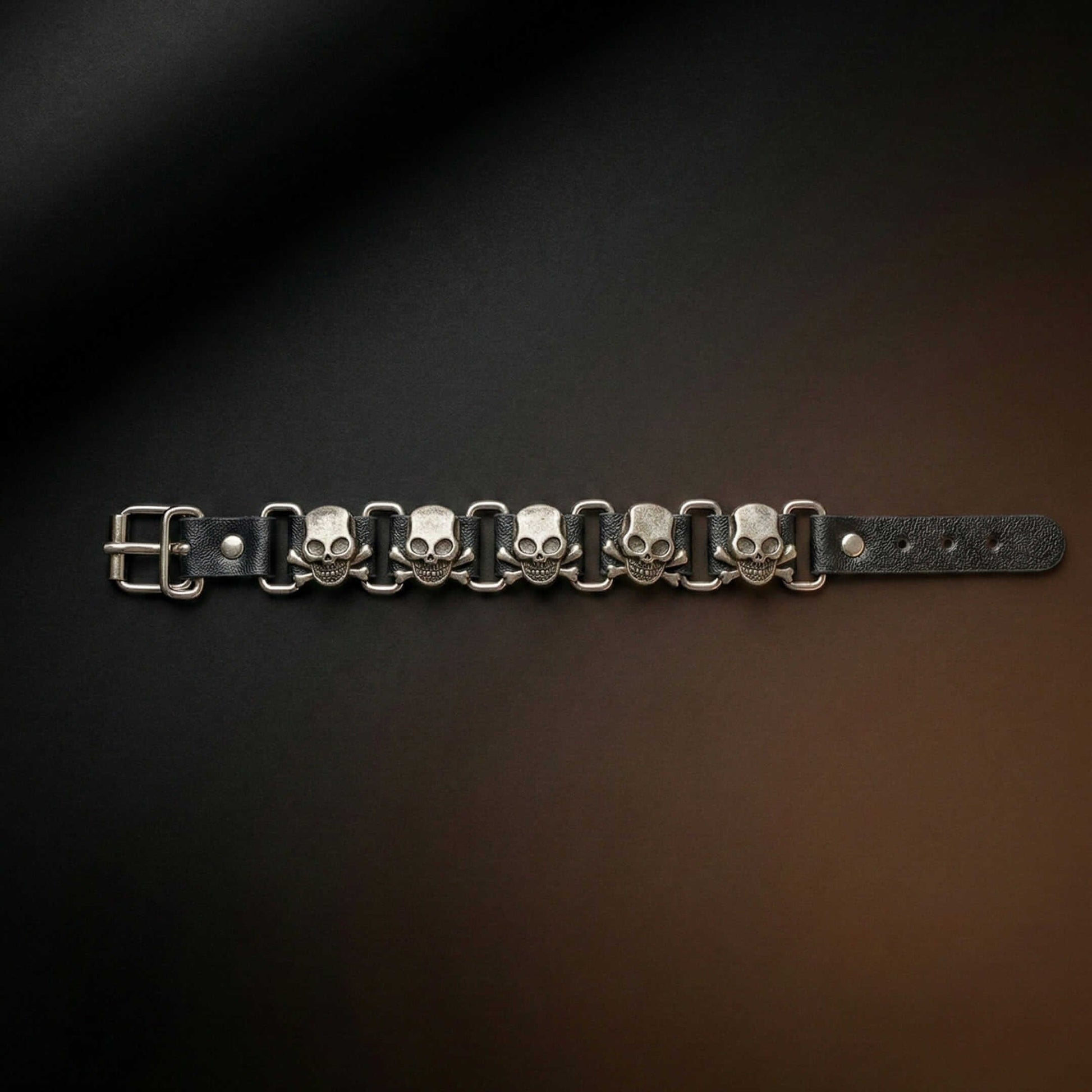 VIKING SKULL - 23 mm Genuine Leather Adjustable Bracelet for Men & Boys (8 to 9 inch) - THE MEN THING
