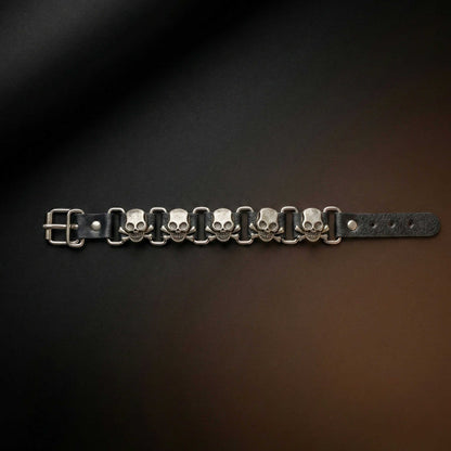 VIKING SKULL - 23 mm Genuine Leather Adjustable Bracelet for Men & Boys (8 to 9 inch) - THE MEN THING