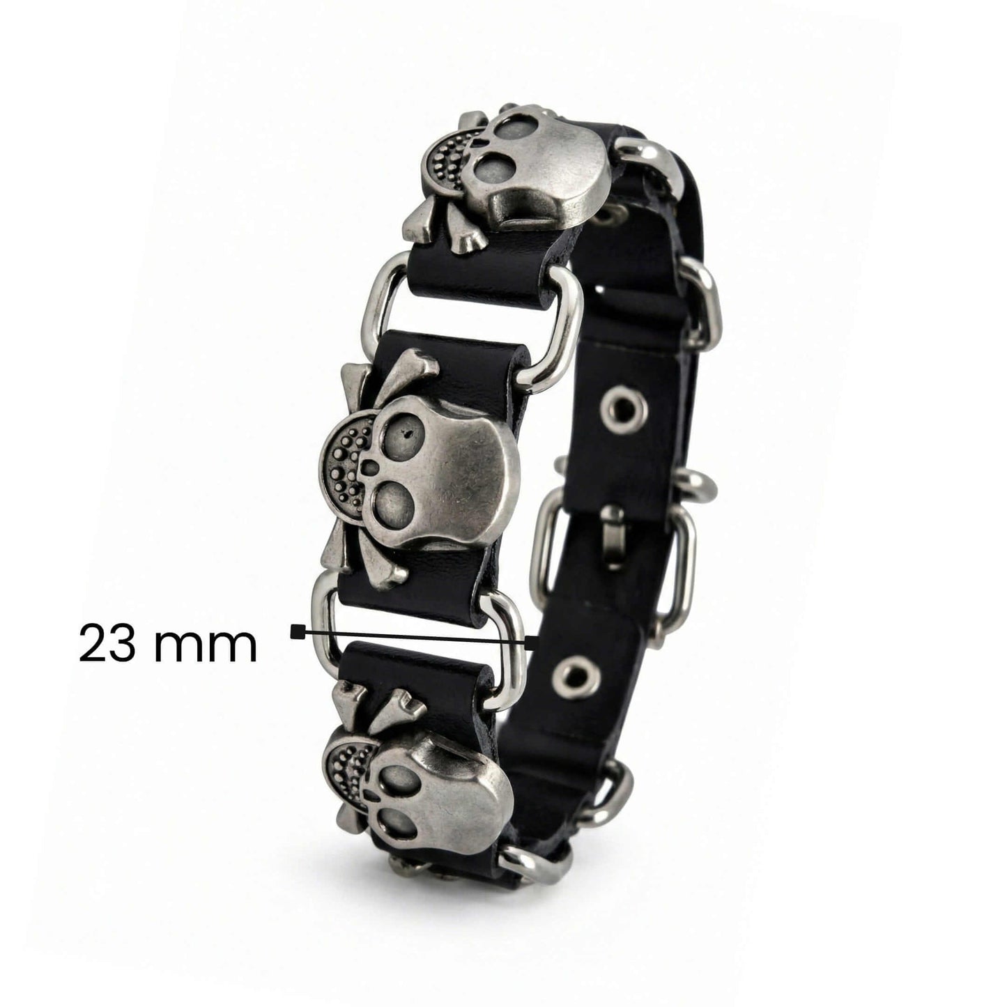 VIKING SKULL - 23 mm Genuine Leather Adjustable Bracelet for Men & Boys (8 to 9 inch) - THE MEN THING