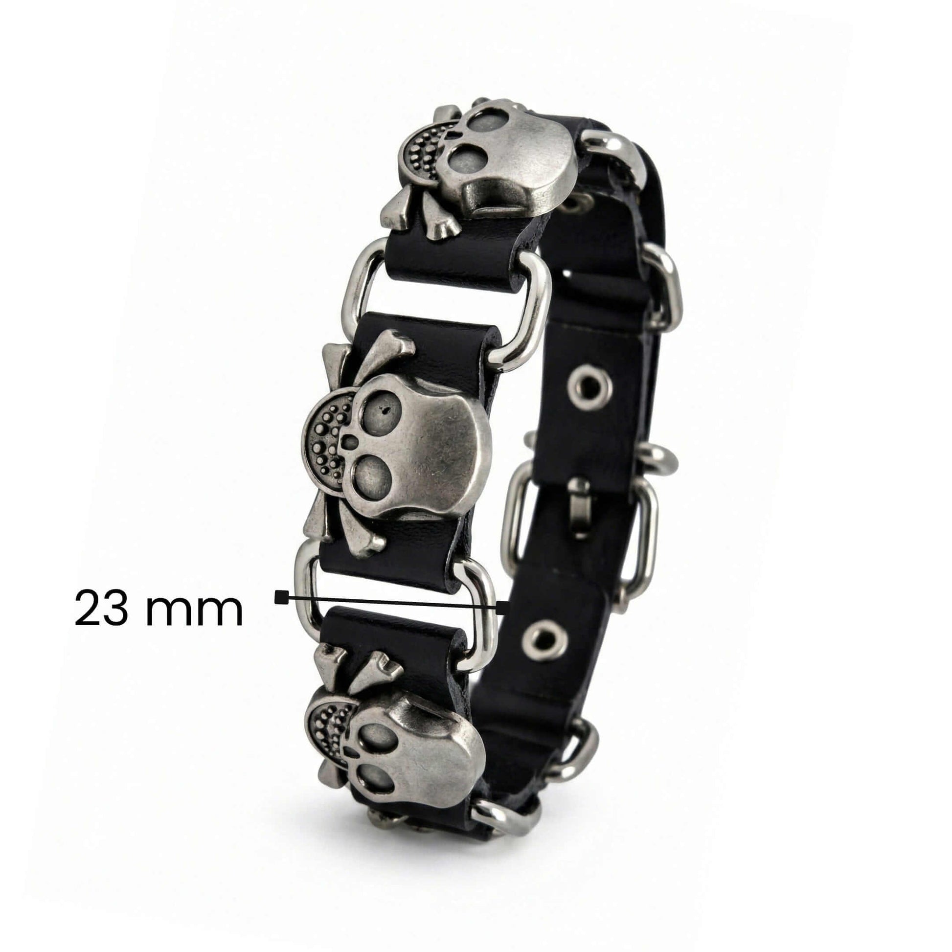 VIKING SKULL - 23 mm Genuine Leather Adjustable Bracelet for Men & Boys (8 to 9 inch) - THE MEN THING