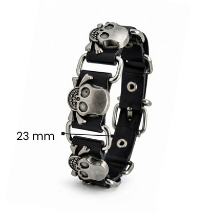 VIKING SKULL - 23 mm Genuine Leather Adjustable Bracelet for Men & Boys (8 to 9 inch) - THE MEN THING