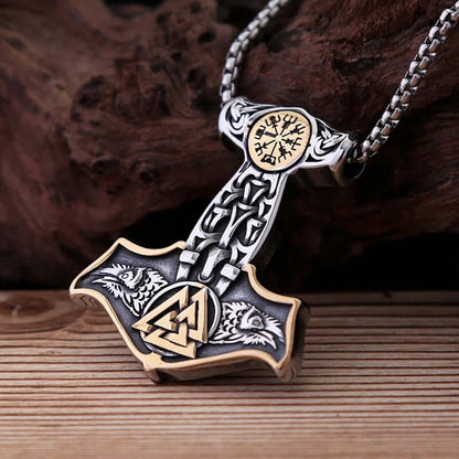 VIKING THOR MJOLNIR GOLD - Pure Titanium Steel Necklace with 24 inch Chain for Men & Boys - THE MEN THING