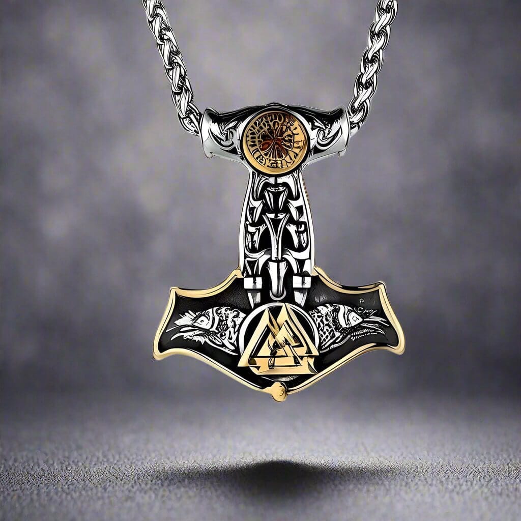 VIKING THOR MJOLNIR GOLD - Pure Titanium Steel Necklace with 24 inch Chain for Men & Boys - THE MEN THING