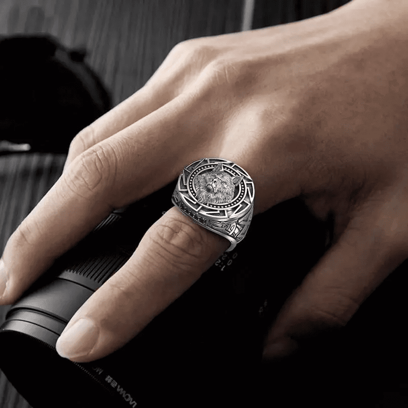VIKING WARRIOR WOLF SILVER - Alloy Ring for Men & Boys (Size : 21) — Rings for Men | THE MEN THING