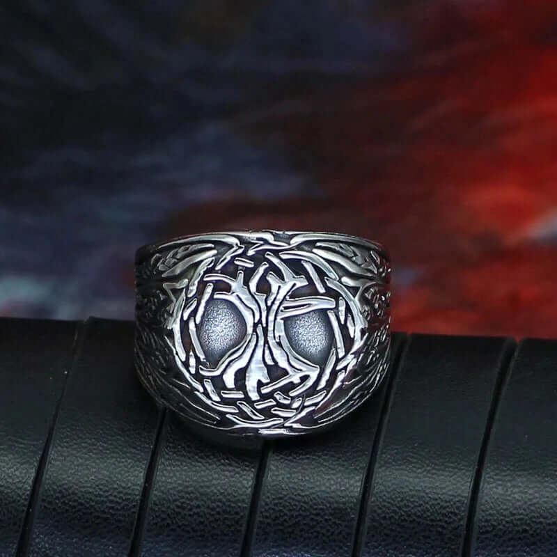 VIKING YGGDRASIL SILVER - Titanium Steel Ring for Men & Boys (Size : 22) - THE MEN THING
