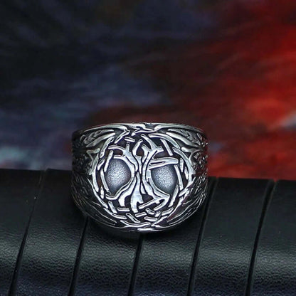 VIKING YGGDRASIL SILVER - Titanium Steel Ring for Men & Boys (Size : 22) - THE MEN THING