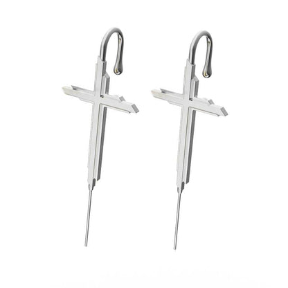 VINE CROSS - Pure Titanium Steel Ear Crawler Hook Pin Cuff Earrings for Men & Boys (2 Pcs) - THE MEN THING