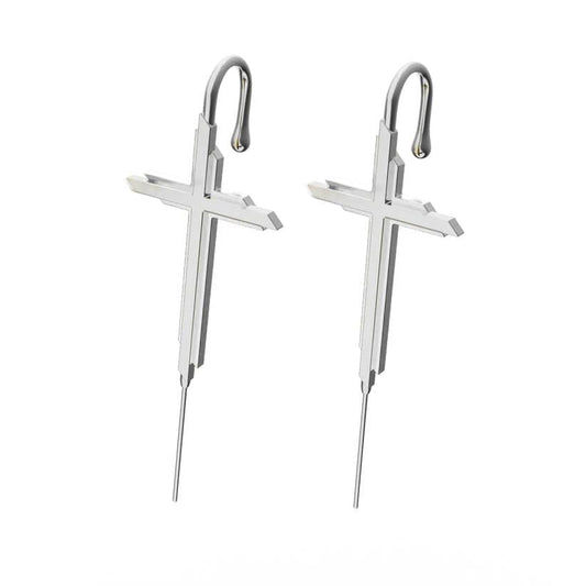 VINE CROSS - Pure Titanium Steel Ear Crawler Hook Pin Cuff Earrings for Men & Boys (2 Pcs) - THE MEN THING