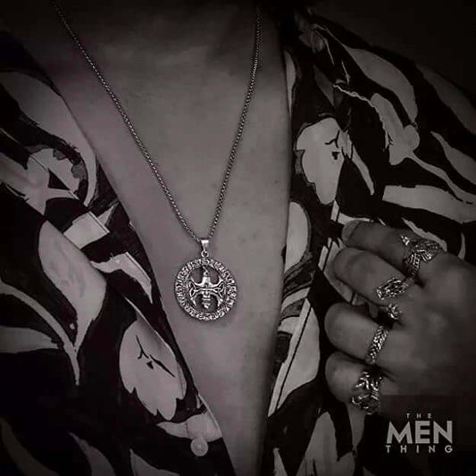 VINTAGE AXE -  Alloy Pendant with Stainless Steel 24inch Round Box Chain, European trending Style for Men & Boy - THE MEN THING