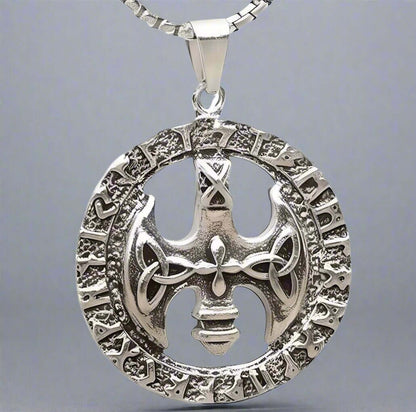 VINTAGE AXE -  Alloy Pendant with Stainless Steel 24inch Round Box Chain, European trending Style for Men & Boy - THE MEN THING
