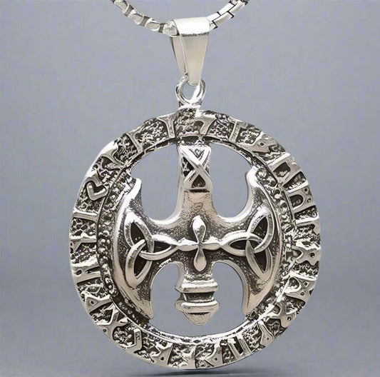 VINTAGE AXE -  Alloy Pendant with Stainless Steel 24inch Round Box Chain, European trending Style for Men & Boy - THE MEN THING
