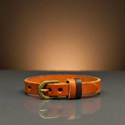 VINTAGE EMBER - 11mm Brown Genuine Leather Adjustable Bracelet for Men & Boys (9 inch) - THE MEN THING