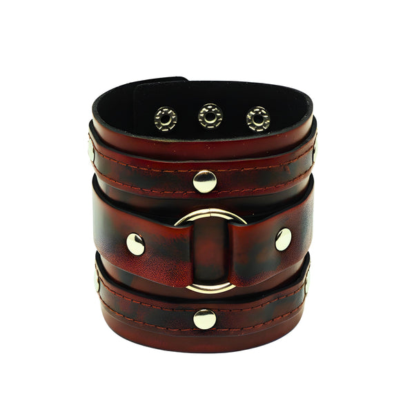 VINTAGE REBEL - 70.8mm Brown Genuine Leather Adjustable Bracelet for Men & Boys (7.5-8.5-9 inch)