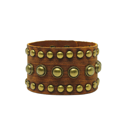VINTAGE VALOR - 40.7mm Brown Genuine Leather Adjustable Bracelet for Men & Boys (9.3 inch) - THE MEN THING