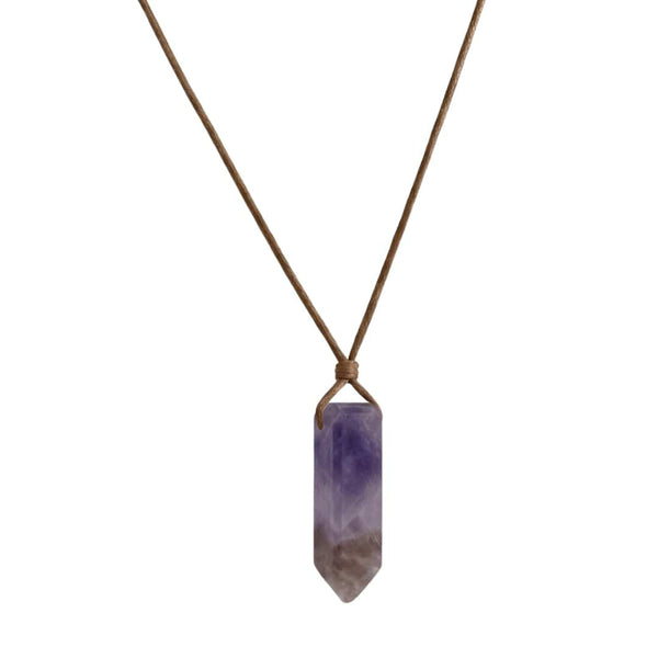 VIOLET APEX - Natural Crystal Unshaped Pendant with Adjustable Rope Chain for Men and Boys