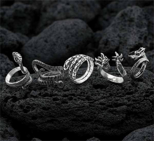 VIPER LEGACY High Stakes 5-Piece Collector's Set for Ring – COBRA STRIKE, VIPERSPIRAL, FIRY DRAGON, DRAGON SPIRAL, & OCTOPOD Adjustable Ring for Mens and Boys