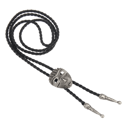 VISAGE MASK - Retro Alloy Pendant Bolo Tie | Adjustable Genuine Leather Cowboy Necktie Necklace for Men & Boys - THE MEN THING