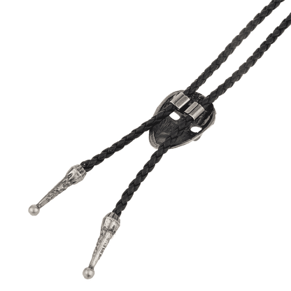 VISAGE MASK - Retro Alloy Pendant Bolo Tie | Adjustable Genuine Leather Cowboy Necktie Necklace for Men & Boys - THE MEN THING