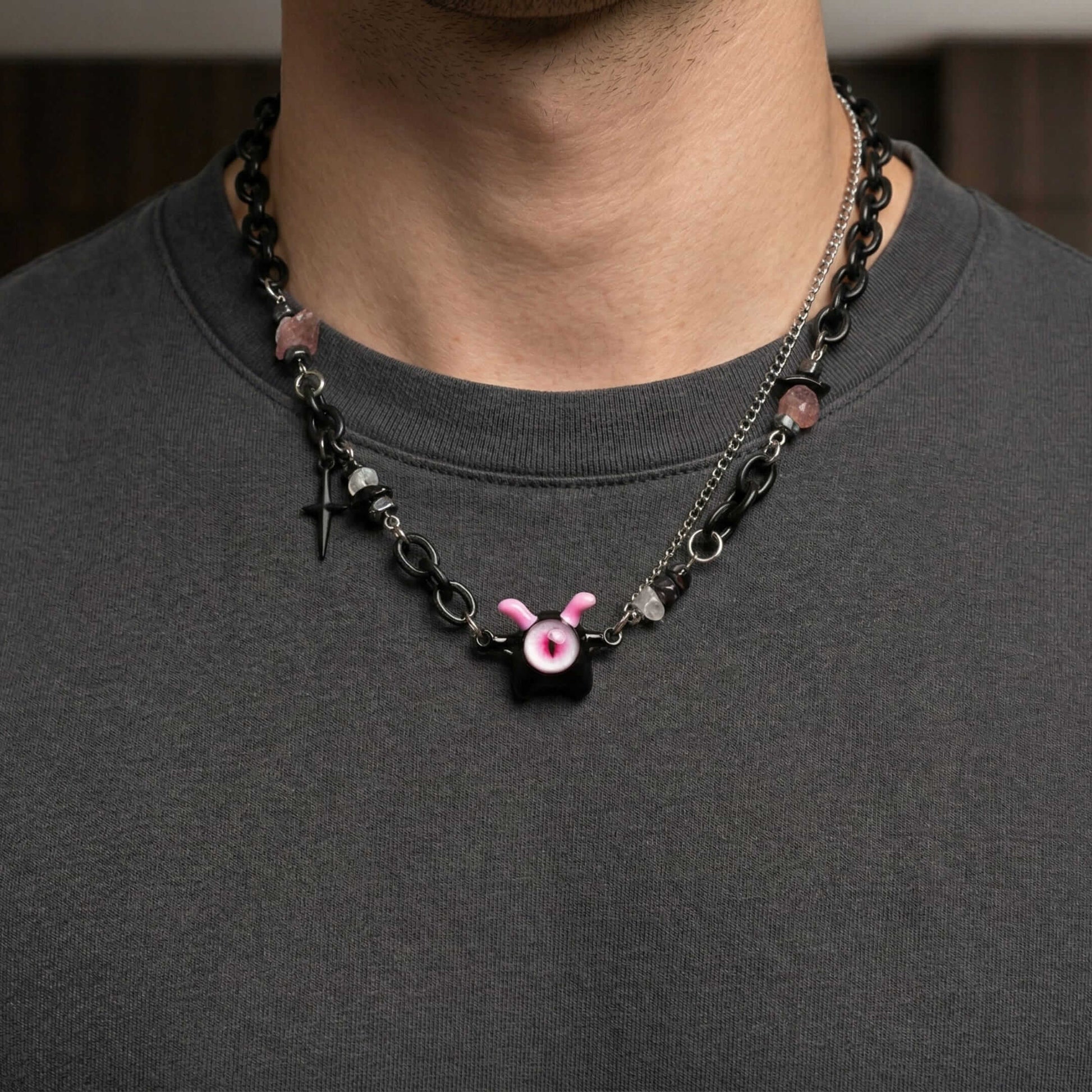 VOID DRIP - 16mm Titanium Steel Pendant with 22 to 25inch Adjustable Cable Chain for Men & Boys - THE MEN THING