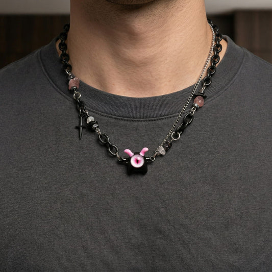 VOID DRIP - 16mm Titanium Steel Pendant with 22 to 25inch Adjustable Cable Chain for Men & Boys - THE MEN THING