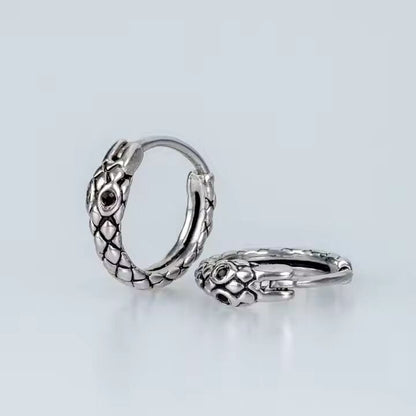 VOID SERPENT - Titanium Steel Hoop Earrings for Men & Boys (2 Pcs) - THE MEN THING
