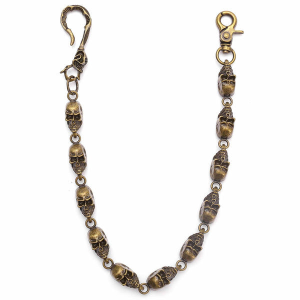VOID SKULL - Antique Bronze 14mm Titanium Steel Heavy Biker Chain for Jeans with Lobster Clasps for Men & Boys - 19 inch