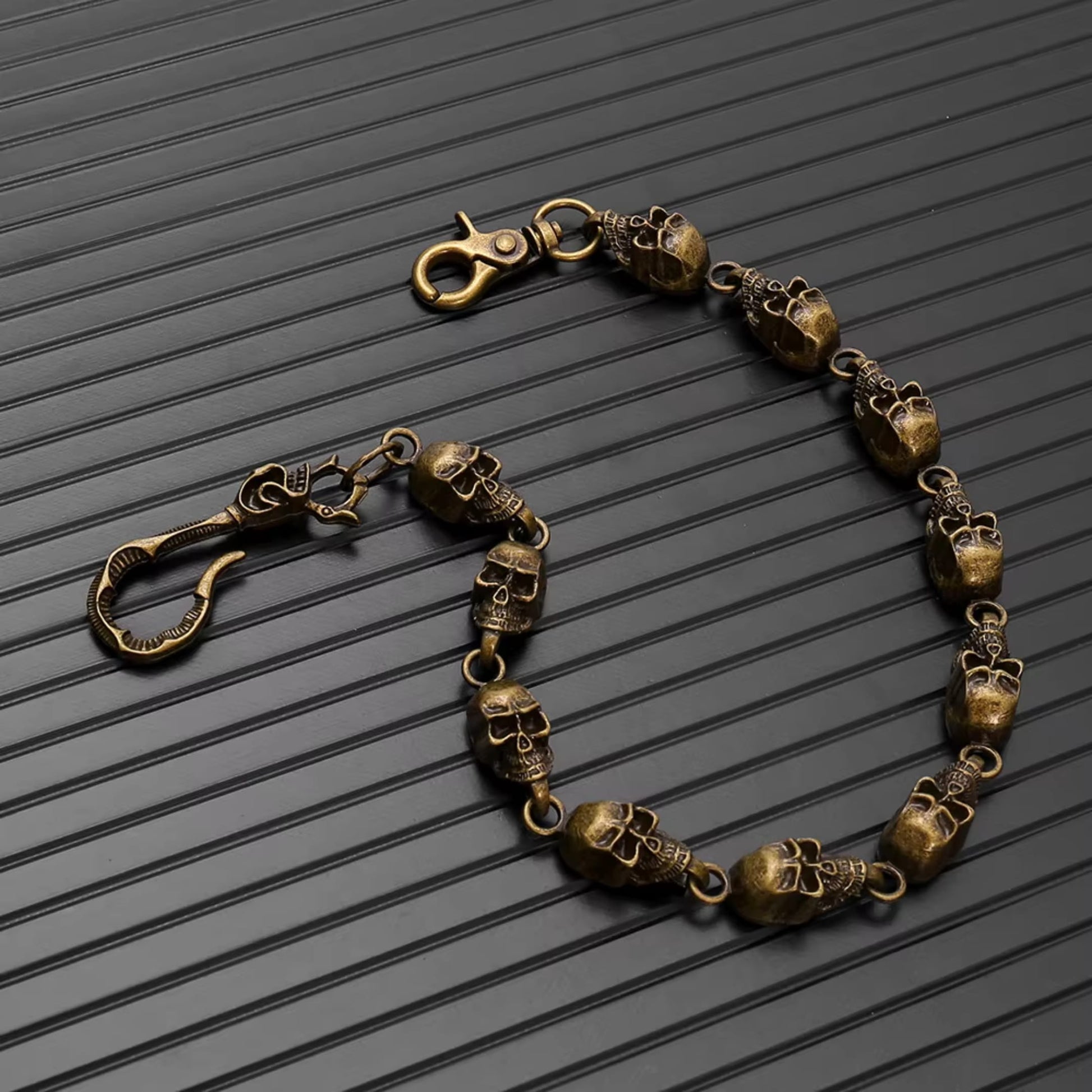 VOID SKULL - Antique Bronze 14mm Titanium Steel Heavy Biker Chain for Jeans with Lobster Clasps for Men & Boys - 19 inch - THE MEN THING