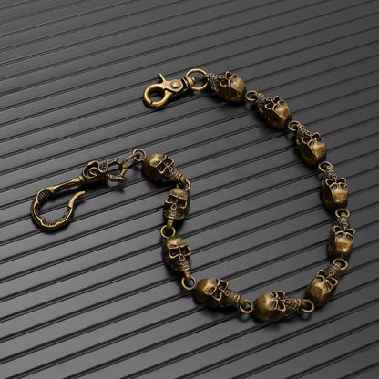 VOID SKULL - Antique Bronze 14mm Titanium Steel Heavy Biker Chain for Jeans with Lobster Clasps for Men & Boys - 19 inch - THE MEN THING