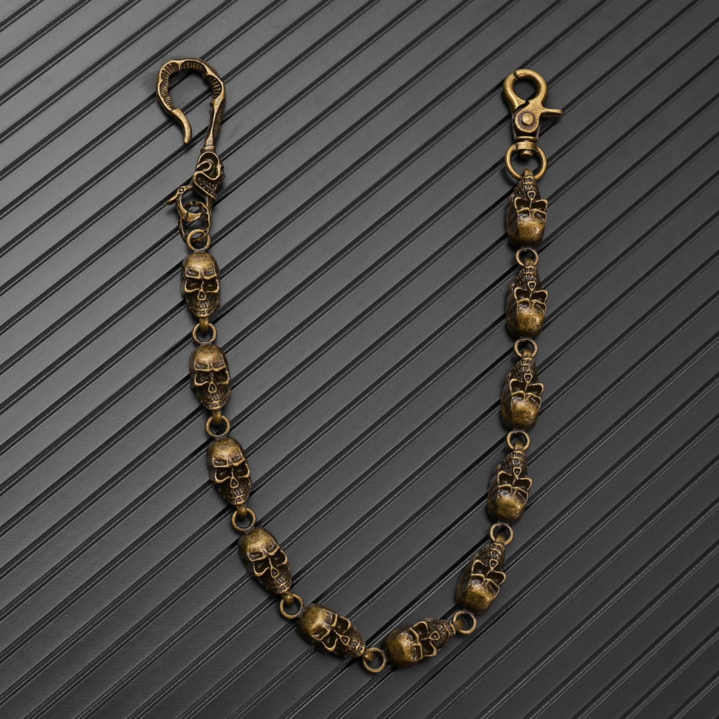 VOID SKULL - Antique Bronze 14mm Titanium Steel Heavy Biker Chain for Jeans with Lobster Clasps for Men & Boys - 19 inch - THE MEN THING