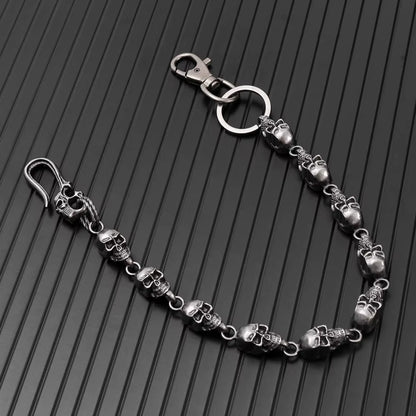 VOID SKULL - Antique Gunmetal 14mm Titanium Steel Heavy Biker Chain for Jeans with Lobster Clasps for Men & Boys - 19 inch - THE MEN THING