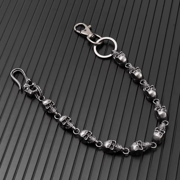 VOID SKULL - Antique Gunmetal 14mm Titanium Steel Heavy Biker Chain for Jeans with Lobster Clasps for Men & Boys - 19 inch