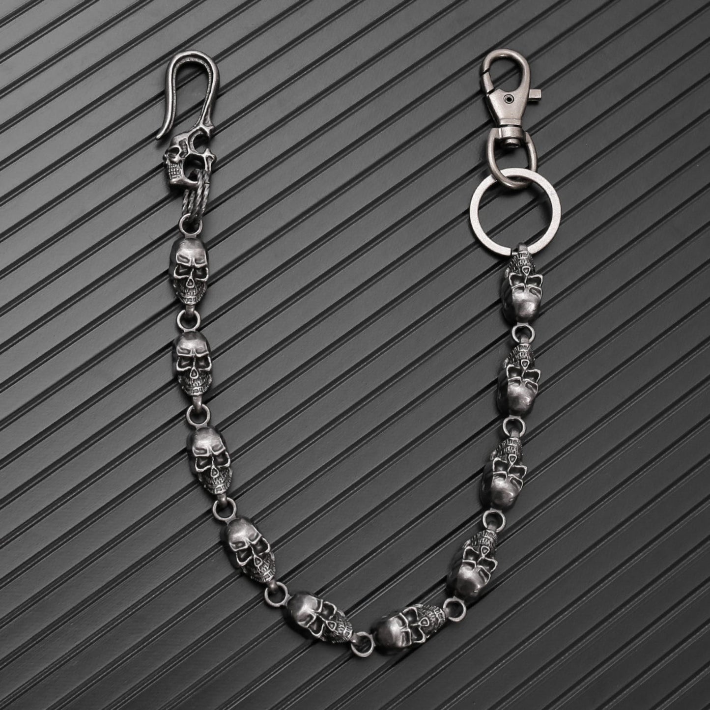 VOID SKULL - Antique Gunmetal 14mm Titanium Steel Heavy Biker Chain for Jeans with Lobster Clasps for Men & Boys - 19 inch - THE MEN THING