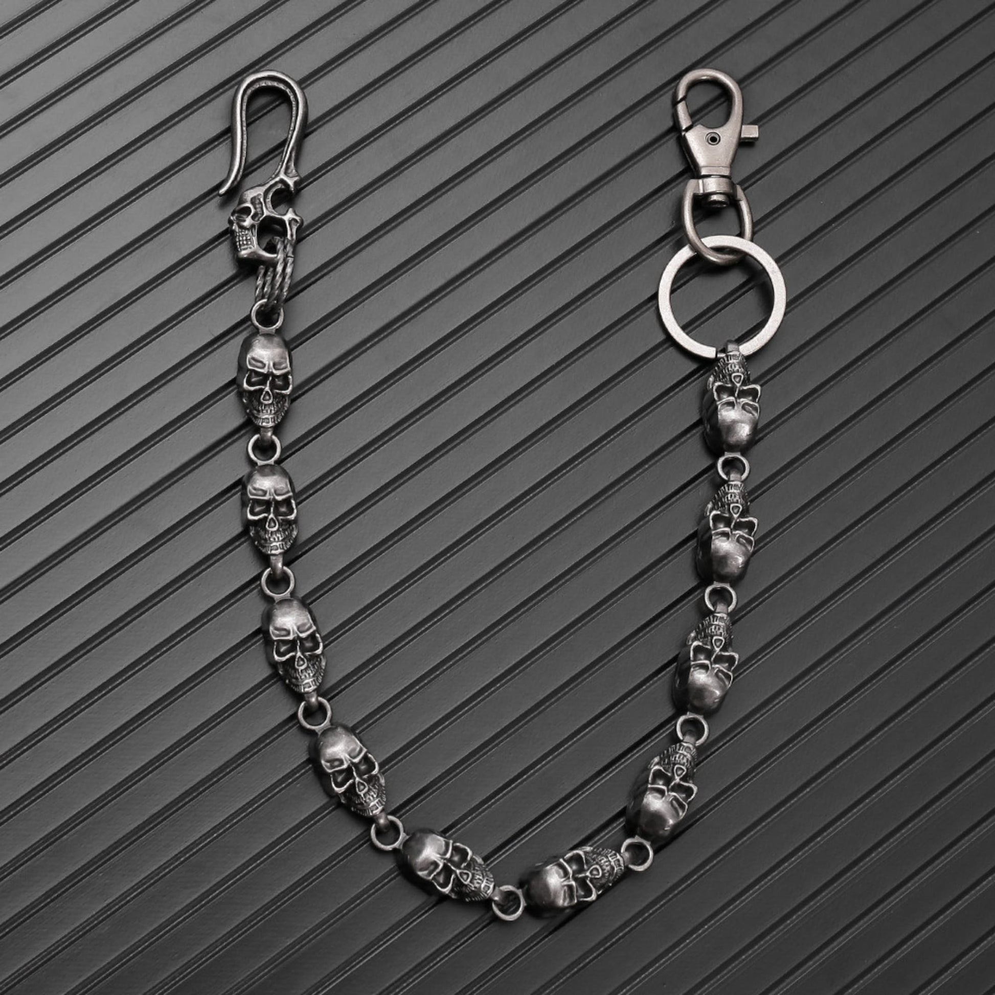 VOID SKULL - Antique Gunmetal 14mm Titanium Steel Heavy Biker Chain for Jeans with Lobster Clasps for Men & Boys - 19 inch - THE MEN THING