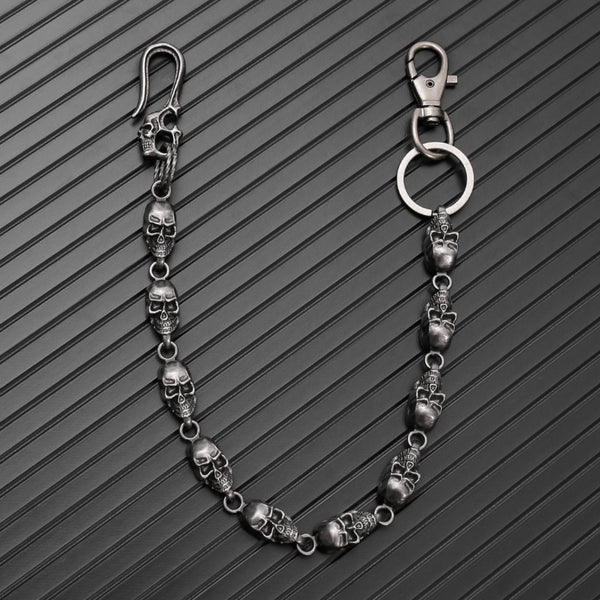 VOID SKULL - Antique Gunmetal 14mm Titanium Steel Heavy Biker Chain for Jeans with Lobster Clasps for Men & Boys - 19 inch