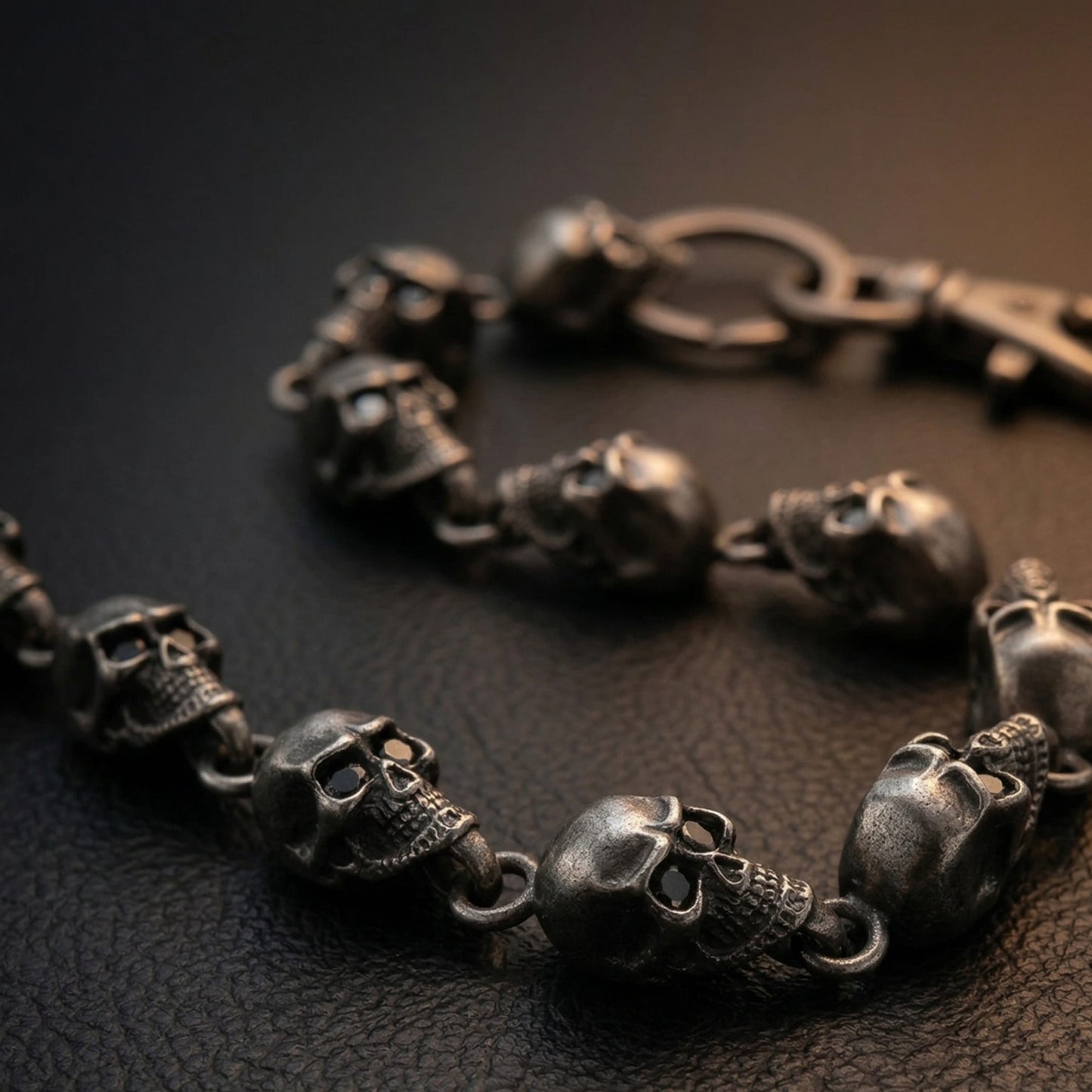 VOID SKULL - Antique Gunmetal 14mm Titanium Steel Heavy Biker Chain for Jeans with Lobster Clasps for Men & Boys - 19 inch - THE MEN THING