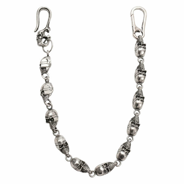VOID SKULL - Antique Steel 15mm Titanium Steel Skull Heavy Biker Chain for Jeans with Lobster Clasps for Men & Boys - 18 inch