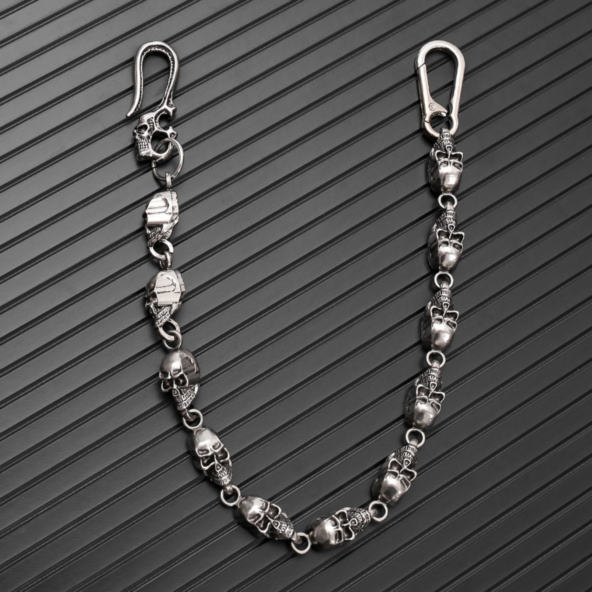 VOID SKULL - Antique Steel 15mm Titanium Steel Skull Heavy Biker Chain for Jeans with Lobster Clasps for Men & Boys - 18 inch - THE MEN THING