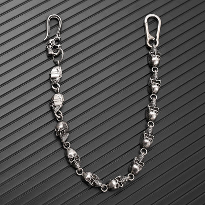 VOID SKULL - Antique Steel 15mm Titanium Steel Skull Heavy Biker Chain for Jeans with Lobster Clasps for Men & Boys - 18 inch - THE MEN THING