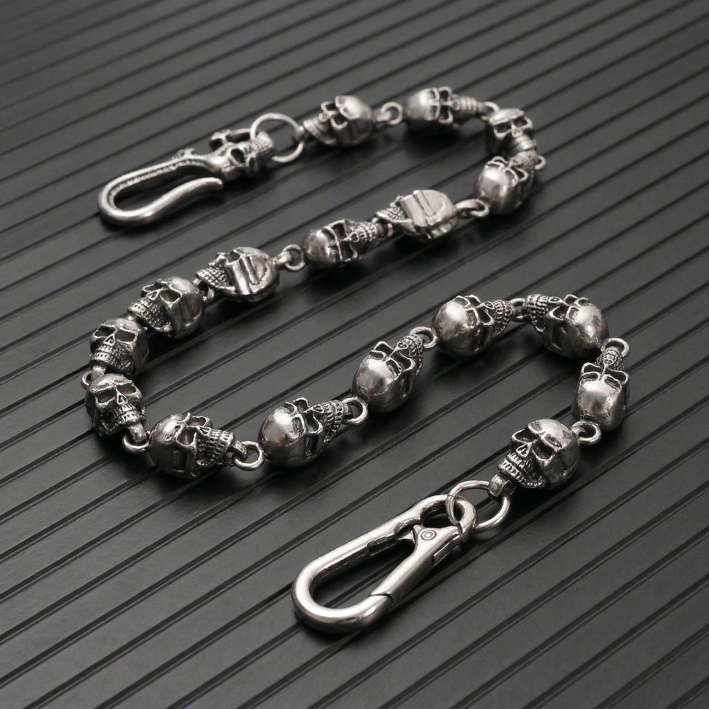 VOID SKULL - Antique Steel 15mm Titanium Steel Skull Heavy Biker Chain for Jeans with Lobster Clasps for Men & Boys - 18 inch - THE MEN THING