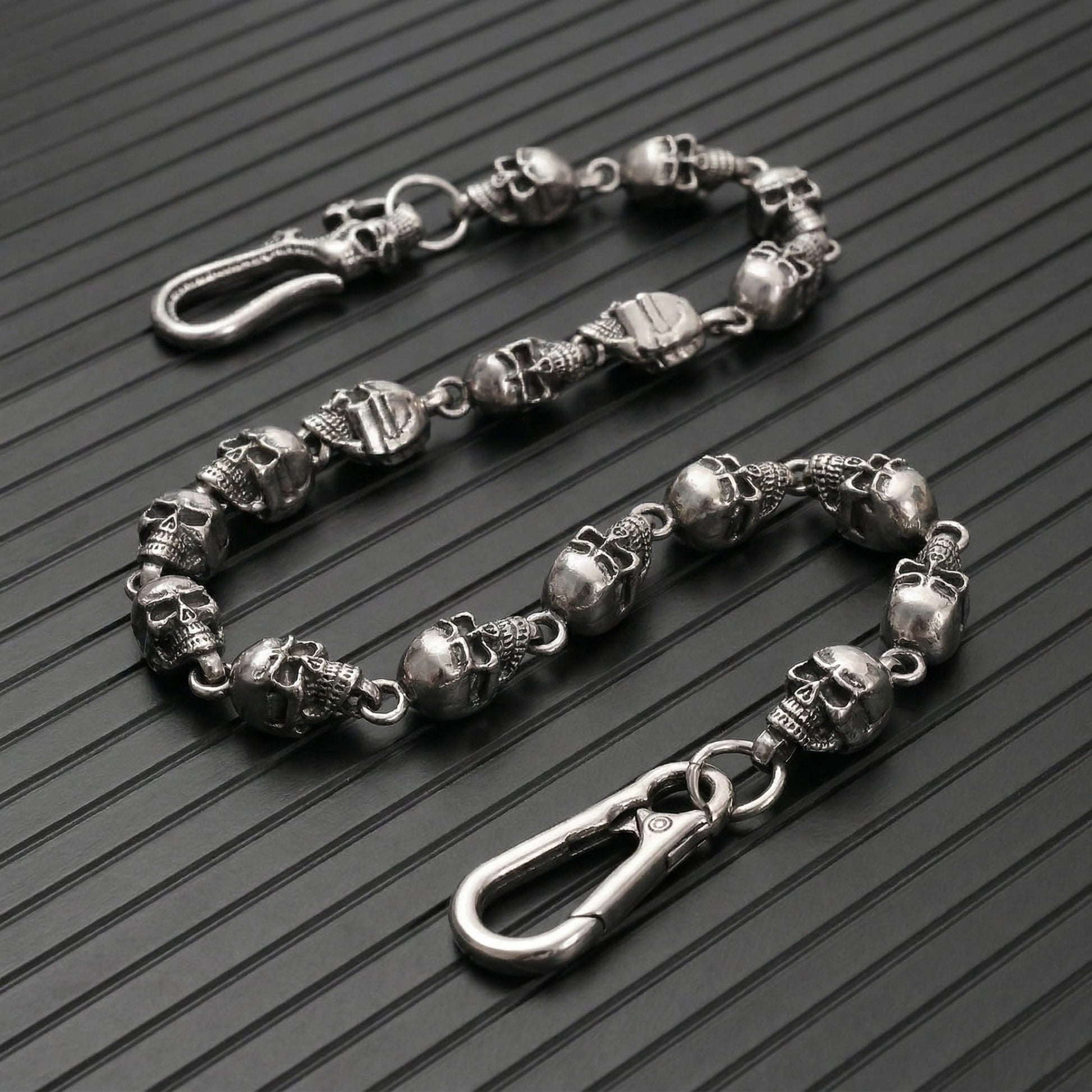 VOID SKULL - Antique Steel 15mm Titanium Steel Skull Heavy Biker Chain for Jeans with Lobster Clasps for Men & Boys - 18 inch - THE MEN THING
