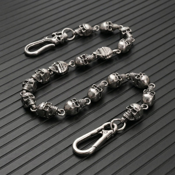 VOID SKULL - Antique Steel 15mm Titanium Steel Skull Heavy Biker Chain for Jeans with Lobster Clasps for Men & Boys - 18 inch