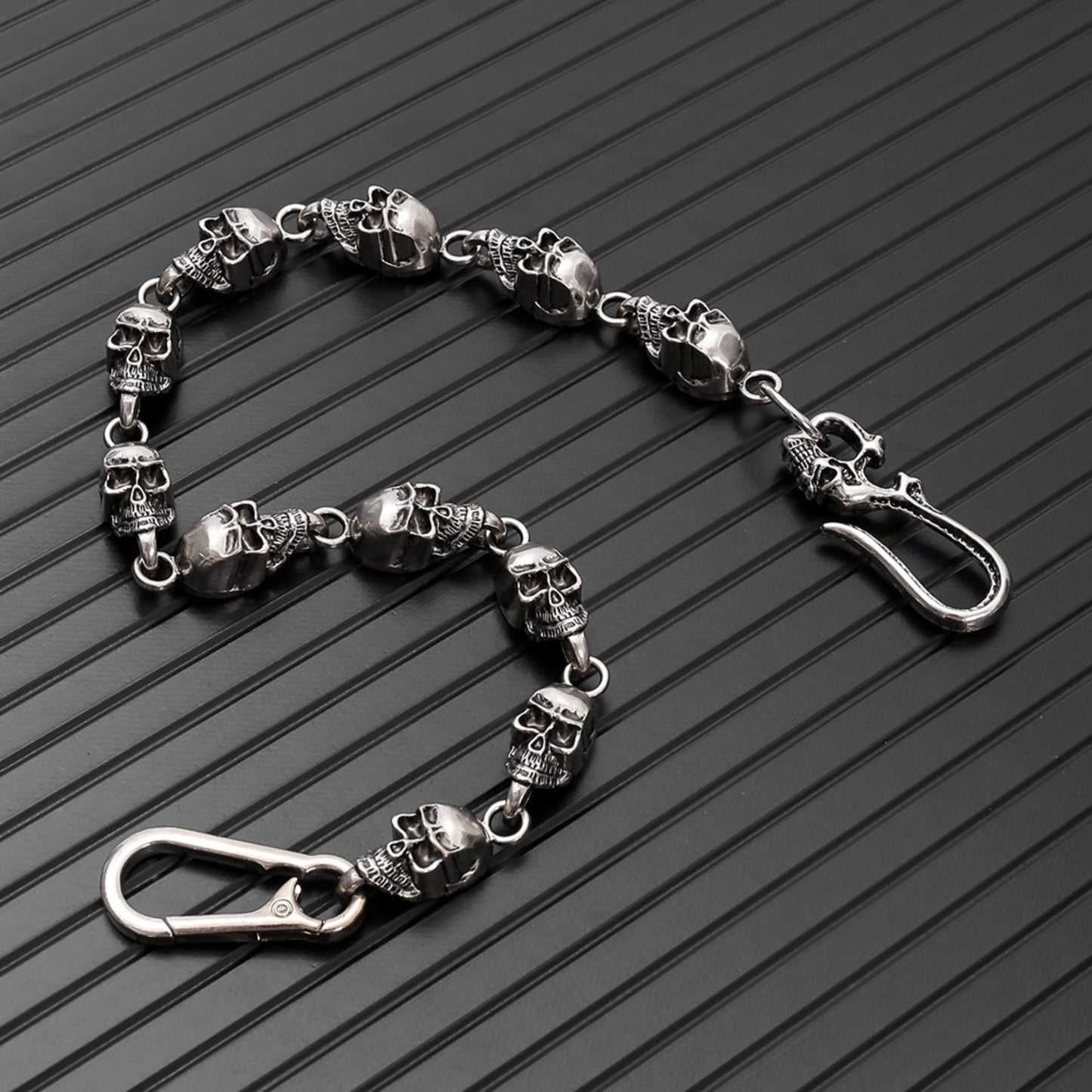 VOID SKULL - Antique Steel 15mm Titanium Steel Skull Heavy Biker Chain for Jeans with Lobster Clasps for Men & Boys - 18 inch - THE MEN THING