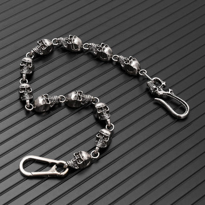 VOID SKULL - Antique Steel 15mm Titanium Steel Skull Heavy Biker Chain for Jeans with Lobster Clasps for Men & Boys - 18 inch - THE MEN THING