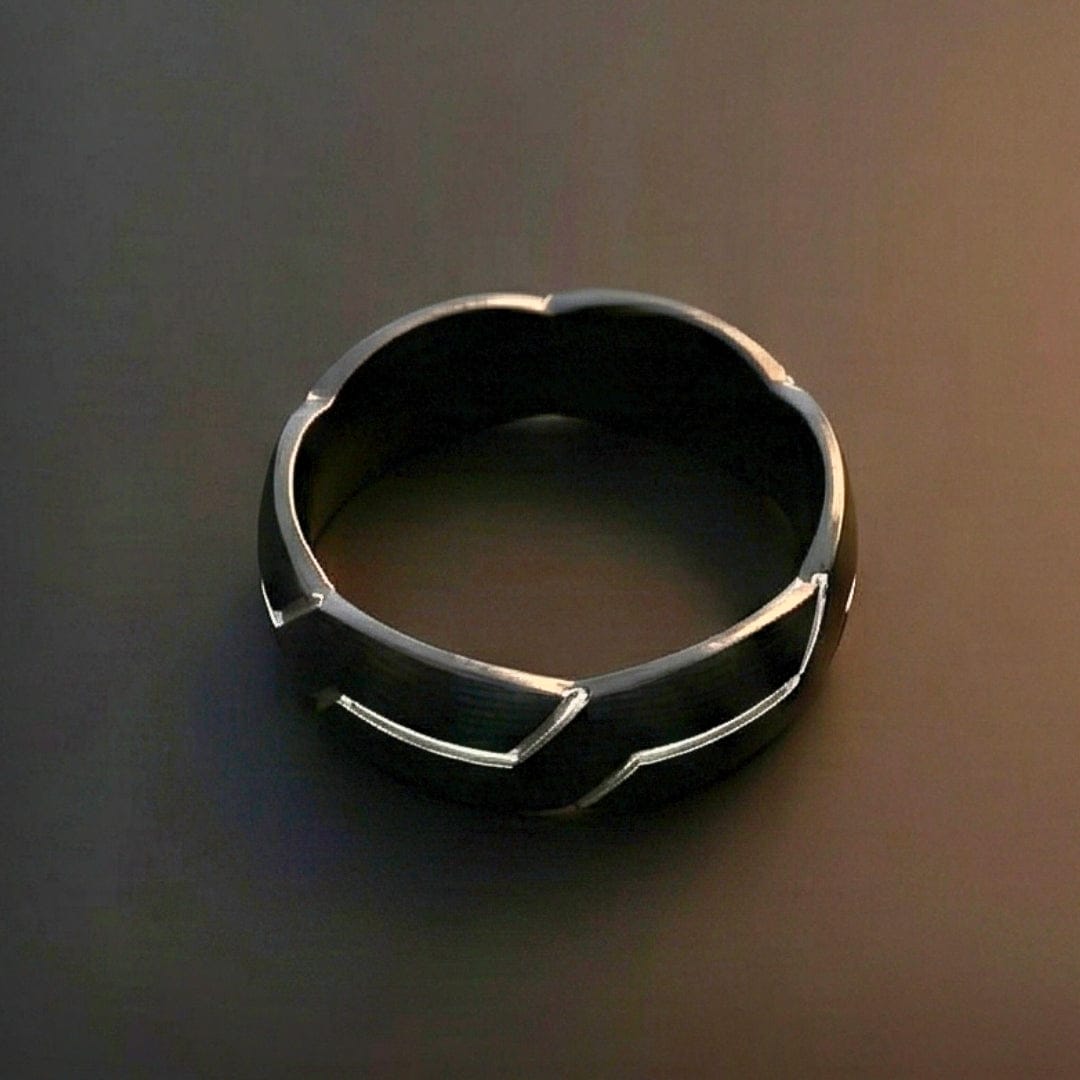 VOLT EDGE RING - Pure Stainless Steel Men’s Black-Plated Ring (Size : 17-22-27) - THE MEN THING