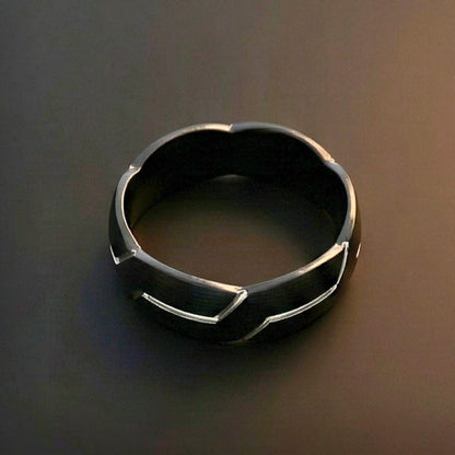 VOLT EDGE RING - Pure Stainless Steel Men’s Black-Plated Ring (Size : 17-22-27) - THE MEN THING