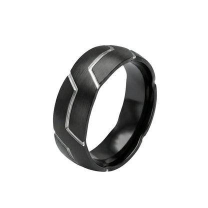 VOLT EDGE RING - Pure Stainless Steel Men’s Black-Plated Ring (Size : 17-22-27) - THE MEN THING