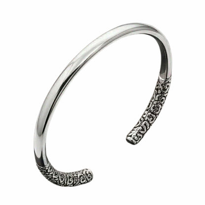 VORTEX ENGRAVED - Pure Stainless Steel Open Bangle Bracelet (Adjustable) for Men & Boys — Steel Bracelets for Men | THE MEN THING