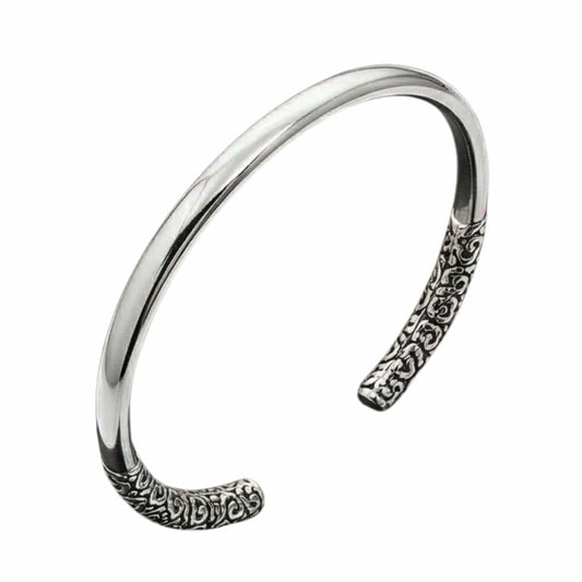 VORTEX ENGRAVED - Pure Stainless Steel Open Bangle Bracelet (Adjustable) for Men & Boys - THE MEN THING