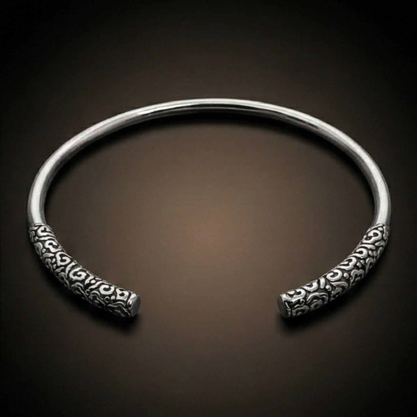 VORTEX ENGRAVED - Pure Stainless Steel Open Bangle Bracelet (Adjustable) for Men & Boys — Steel Bracelets for Men | THE MEN THING