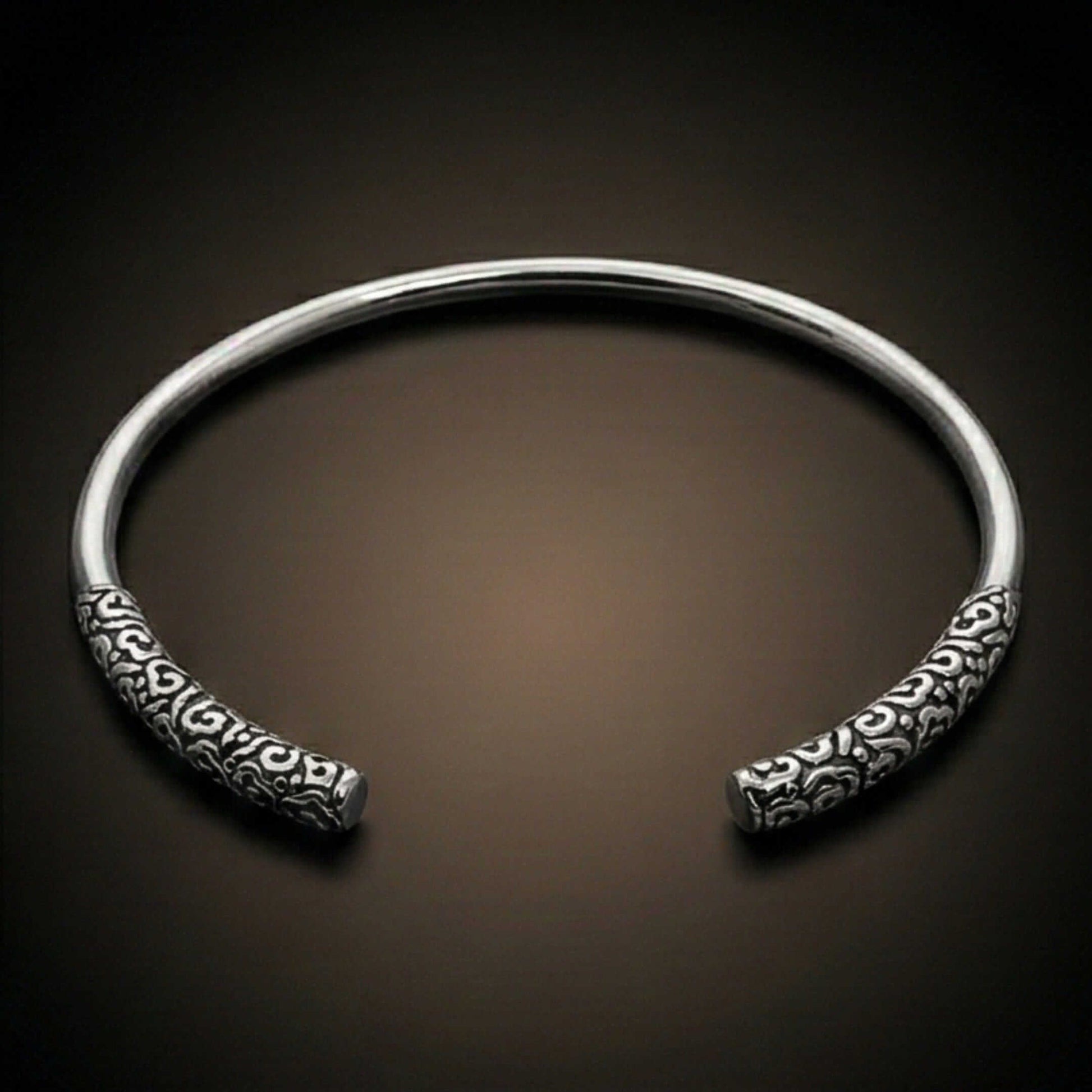 VORTEX ENGRAVED - Pure Stainless Steel Open Bangle Bracelet (Adjustable) for Men & Boys — Steel Bracelets for Men | THE MEN THING